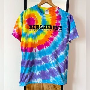 Vintage Y2K Ben & Jerry’s 🇺🇸🍦 Ice Cream die dye tee shirt Gildan Vermont